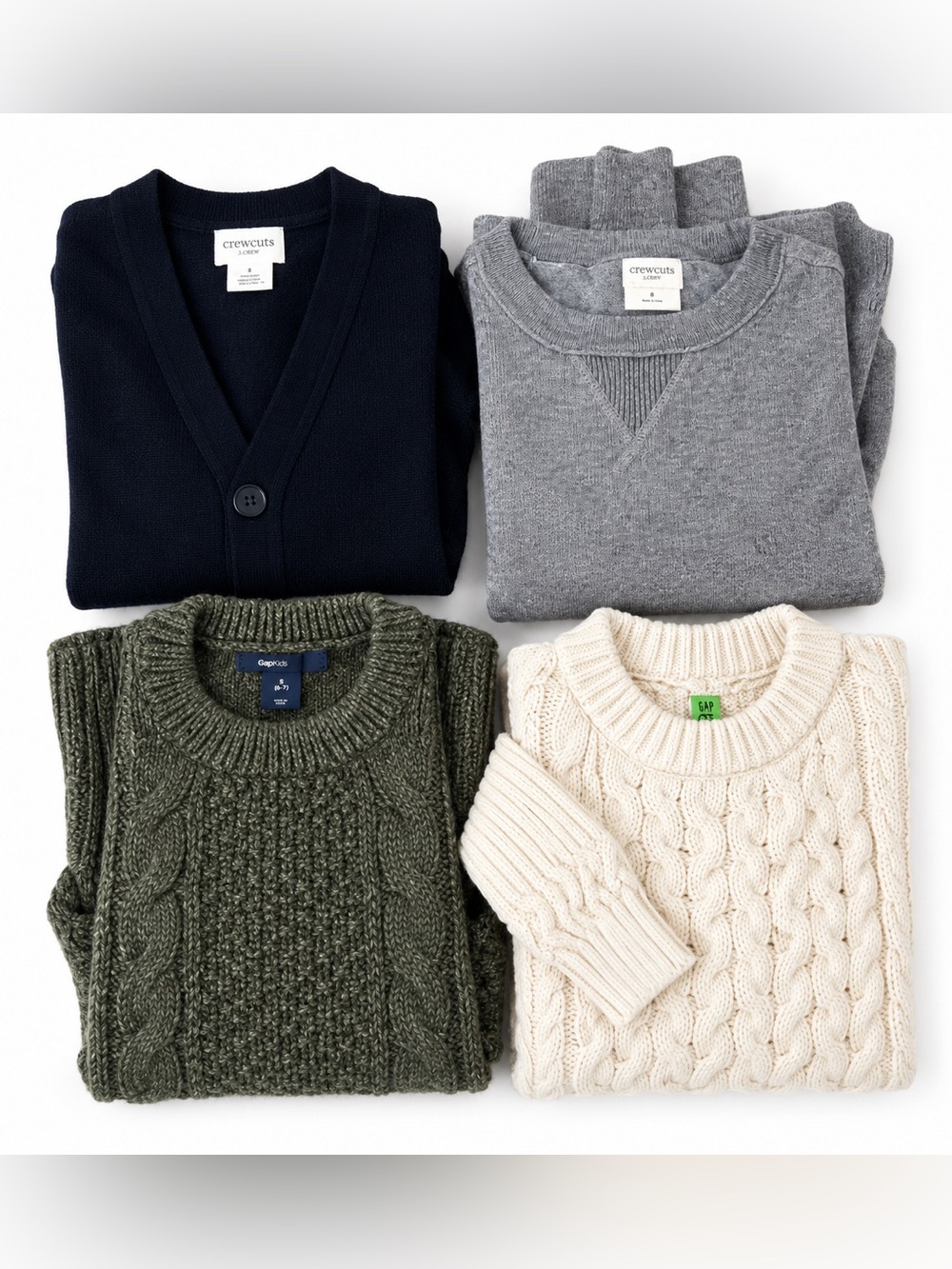 J. Crew, Gap, Etc. Boys Sweater Bundle - Navy, Gray, Olive, Cream